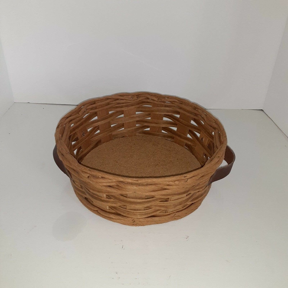 Pyrex Warmer Basket Leather Handles 10x10